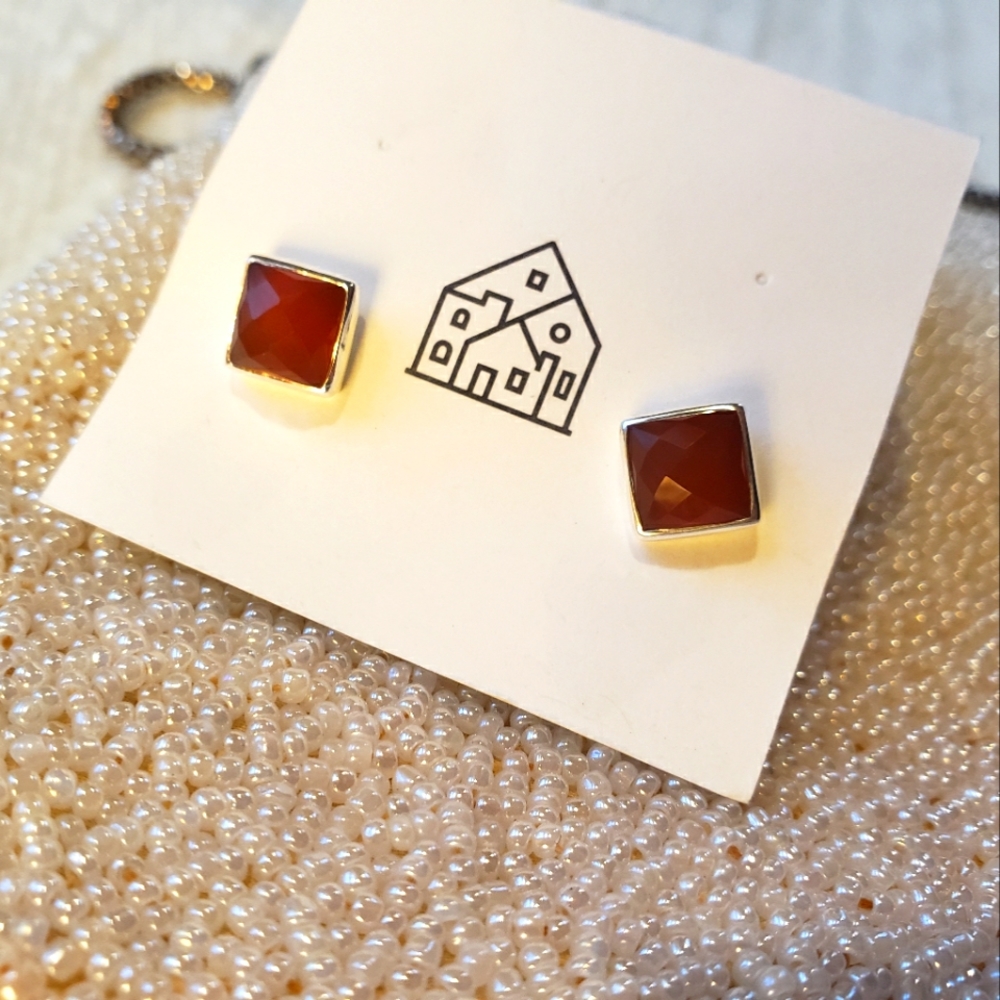 Square Red Studs